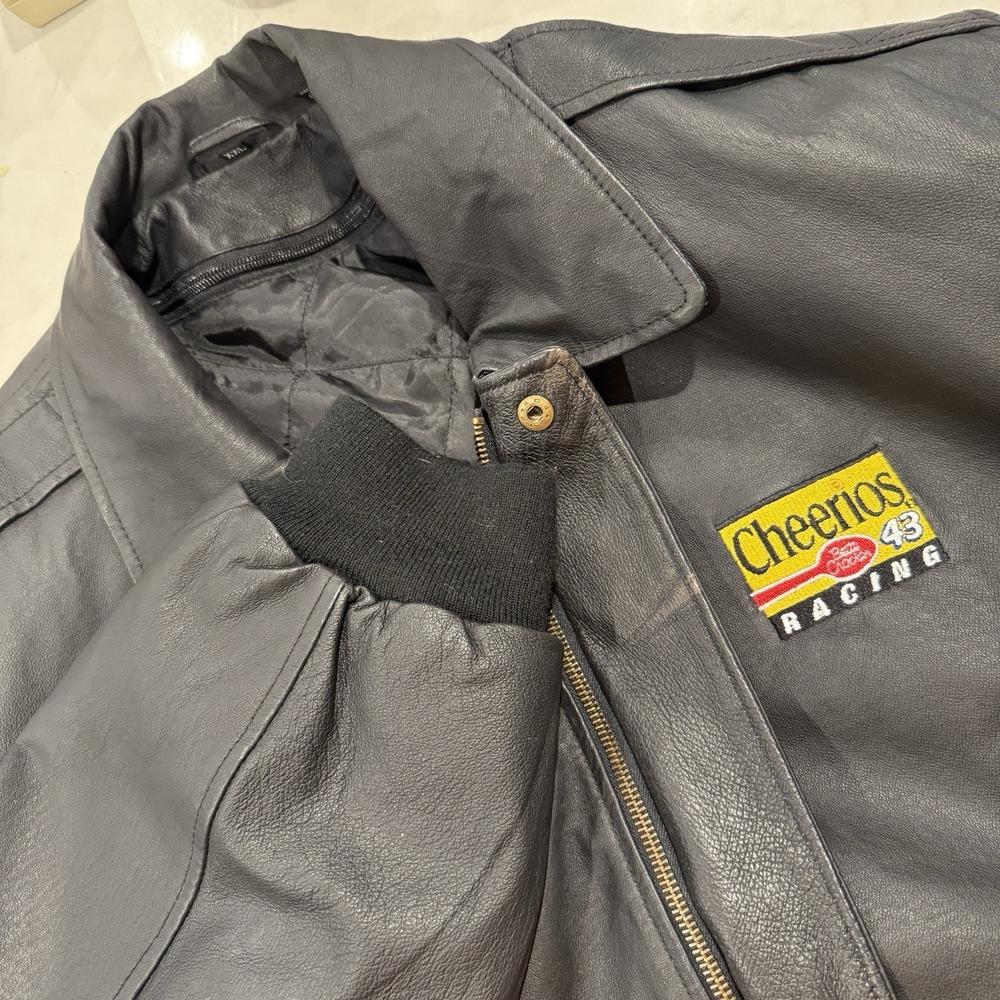 Petty Enterprises Black Leather Bomber Jacket Cheerios Betty Crocker 43 Heavy‎